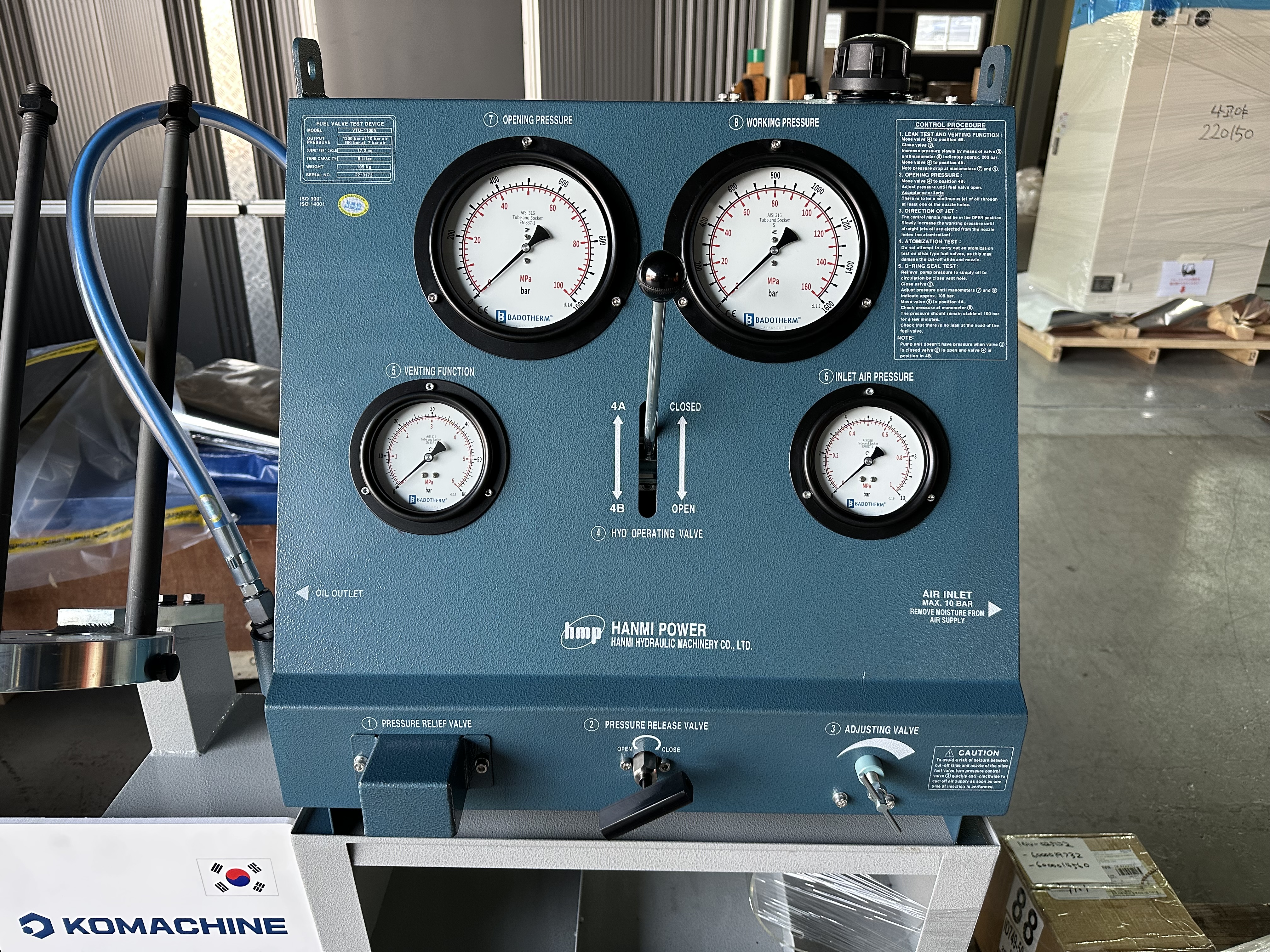 VTU-1100N / Fuel Valve Test Device / HANMI HYDRAULIC MACHINERY (HMP)