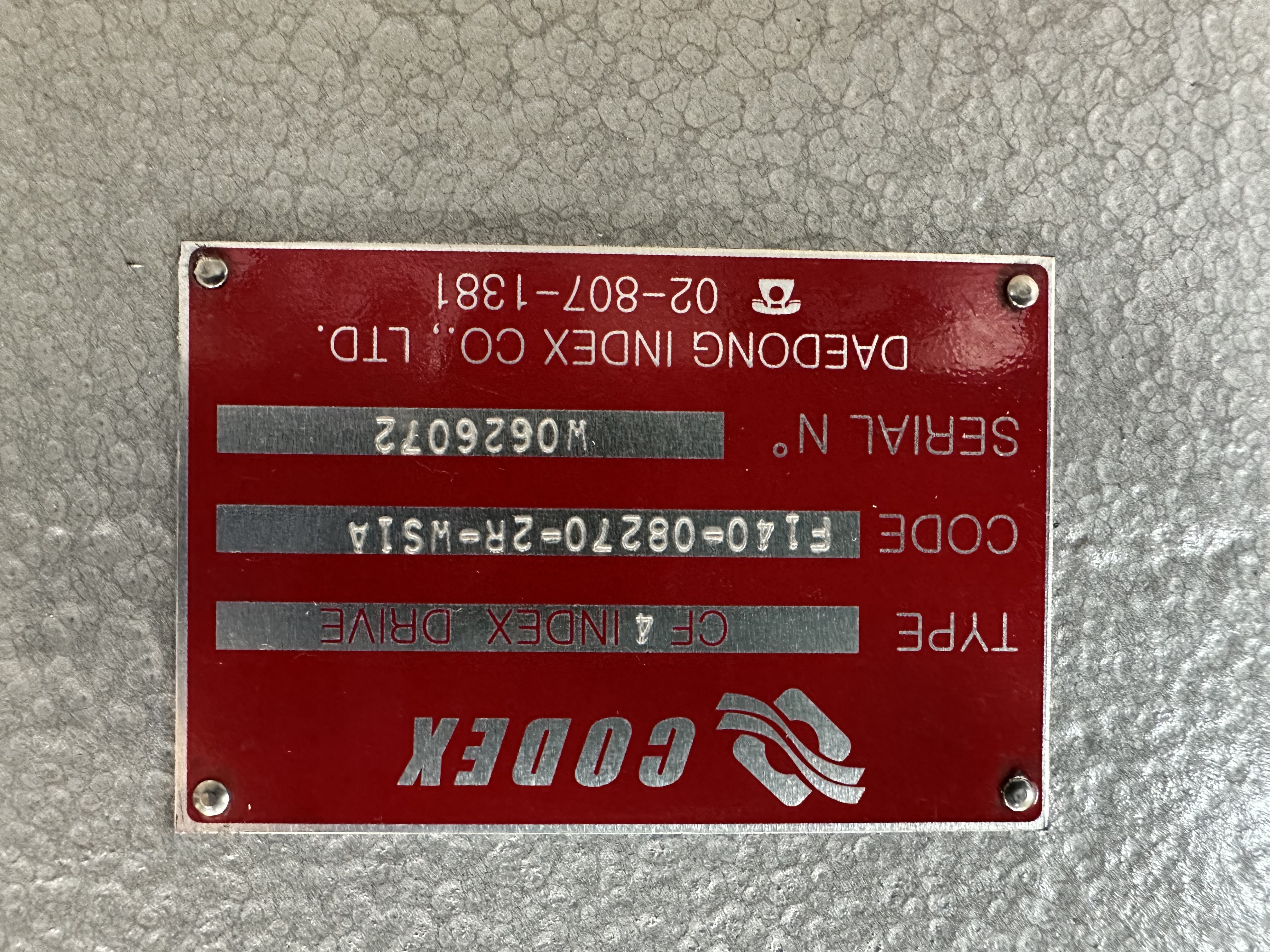 F140-08270-2R-WS1A / CF4 Index Drive