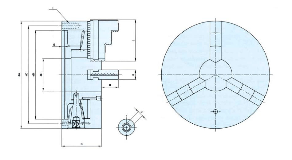 3-JAW SCROLL CHUCK (MS) MS-10,MS-12,MS-14,MS-3,MS-4 by SEOAM