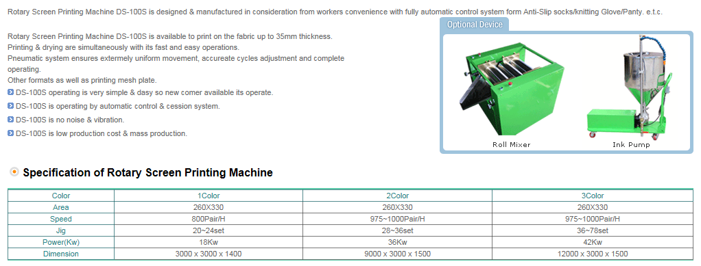 DONGSUNG Rotary Screen Printing Machine (1 Color) DS-100S