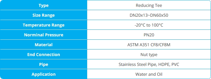 HISTEN Reducing Tee DN20x13~DN60x50