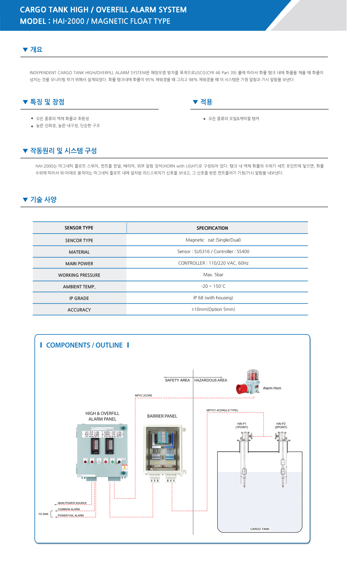 마르센 Cargo Tank High/Overfill Alarm System HAI-2000 1