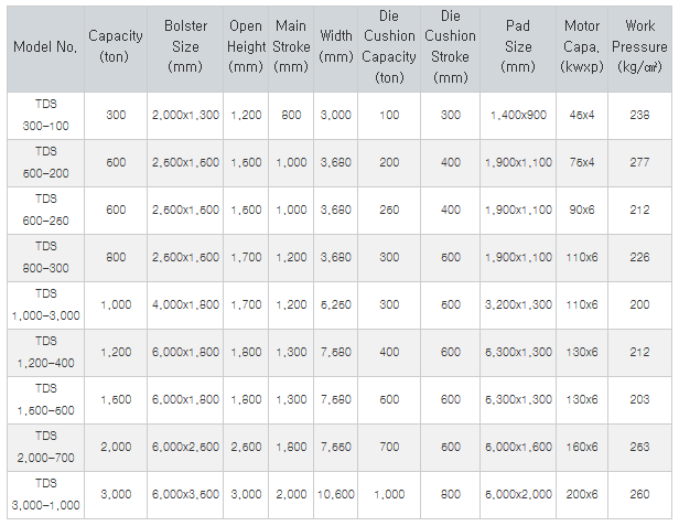 TONGMYUNG Deep Drawing Press TDS Series