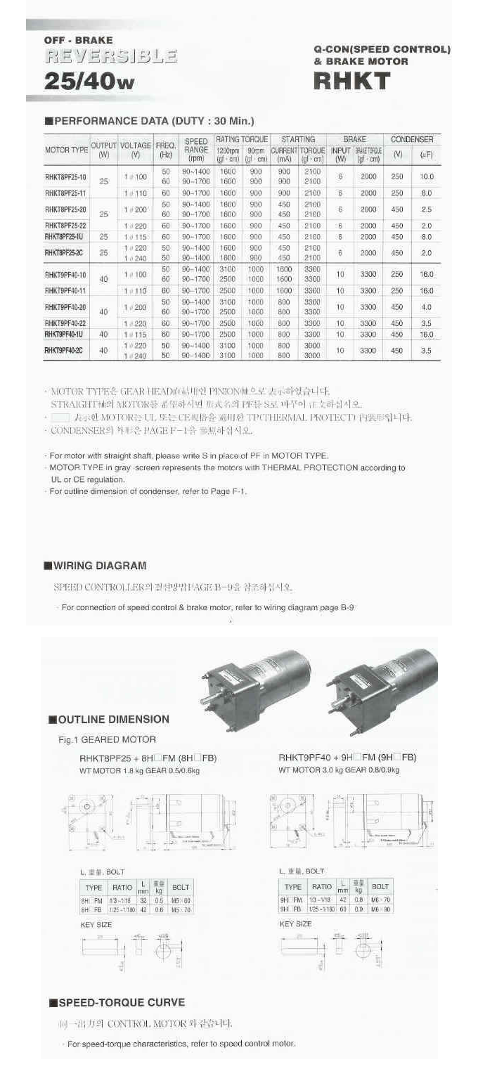 Woojin Servo Speed Control Brake Motor HKT-Series 2