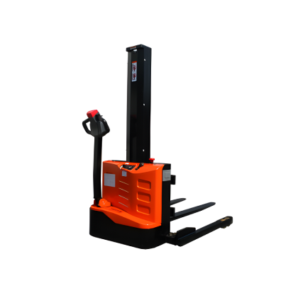 Fully electric forklift with extendable support legs