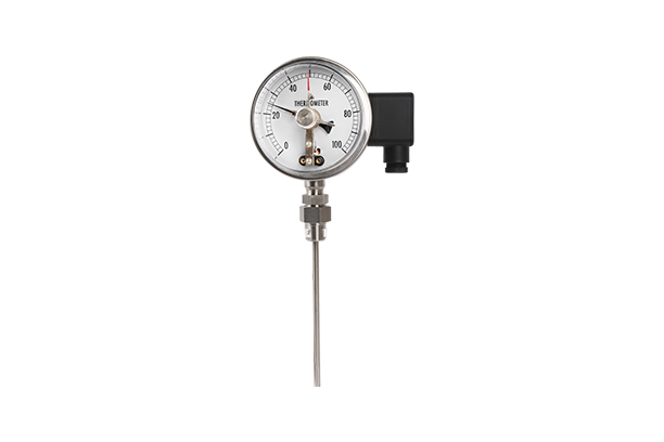Bimetal thermometer with electrical contact
