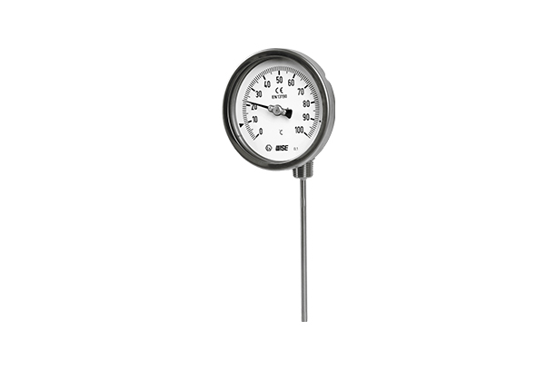 Process industry bimetal thermometer with adjustable stem