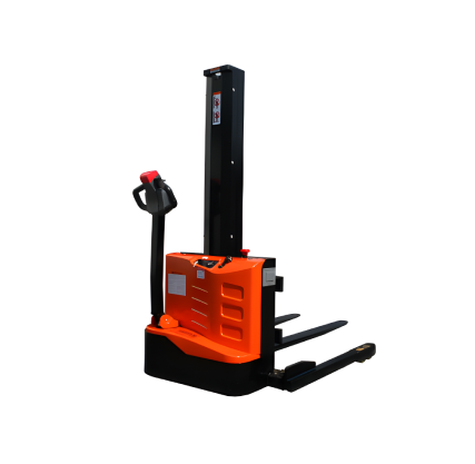 Fully electric forklift with adjustable support legs