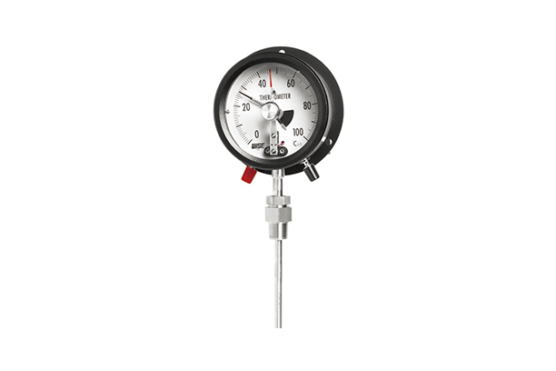Direct reading aluminium case thermometer with electrical contact